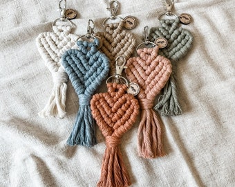 tassel heart keychain | handwoven macrame heart keychain | valentine heart decor