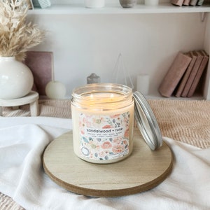 sandalwood + rose | soy wax candle | vegan + natural ingredients