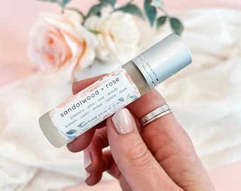 Sandalwood Rose Perfume Oil Roller: Feminine Fragrance, 10 ml