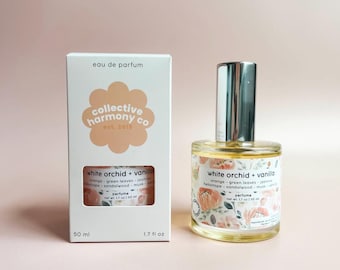 white orchid + vanilla | eau de parfum |  hand poured perfume | clean fragrances | women&#39;s perfume | vanilla perfume