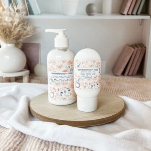 sandalwood + rose | shea + aloe vera body butter | hand poured body lotion