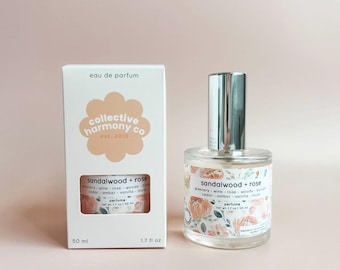 sandalwood + rose | eau de parfum |  hand poured perfume | women's perfume | earthy fragrances