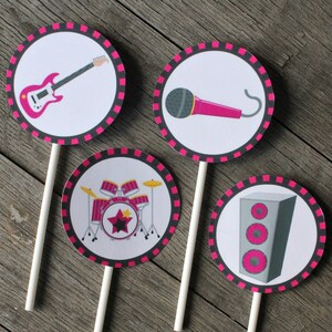 Rock Star Party Cupcake Toppers / Rock Party Decor image 2