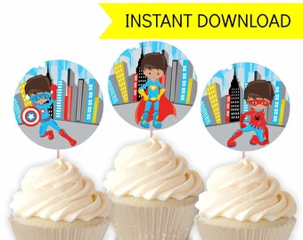Superhero Party Cupcake Toppers + FREE Superhero Invitation