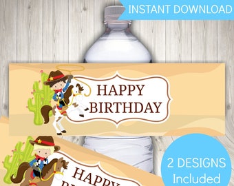 Wild West Party Water Bottle Labels, Cowboy Birthday Party Decoration, Printable Instant Download