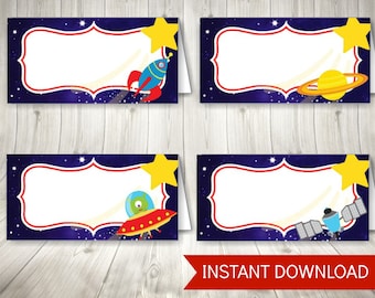 Space Birthday Party Food Tent Labels, Place Cards, Printable Instant Download