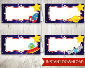 Outer Space Food Tent Labels, Birthday Decoration, Boys Party Printables, Printable Instant Download