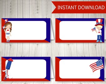 4th of Juli Food Tent Labels, druckbare Etiketten