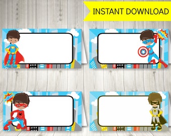 Superhero Party Food Tent Labels, Printable Superhero Decoration + FREE Superhero Invitation