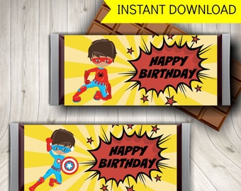 Superhero Candy Bar Wrappers + FREE Superhero Invitation