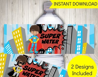 Superhero Party Water Bottle Labels: Printable Decor + FREE Invitation (PDF)