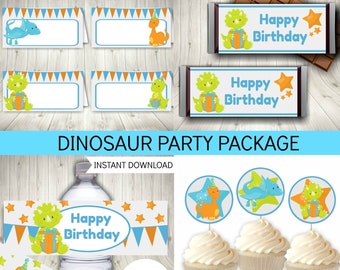 Dinosaur Party Printable Set, Birthday Decorations, Dinosaur, Boys, Instant Download, Printable PDF Files