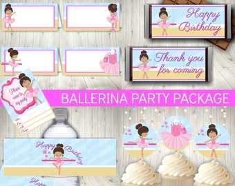 Ballerina Party Printable Set, Girls Birthday Party Decor Instant Download