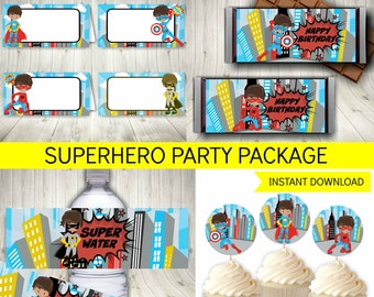 Superhero Party Package, Printable Instant Download + FREE Superhero Invitation