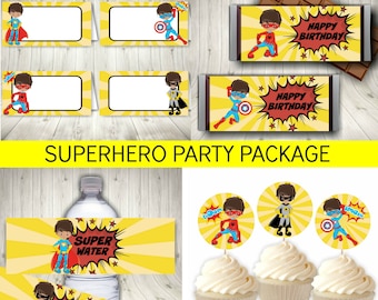 Superhero Party Package, Superhero Birthday Decoration, Printable Instant Download + FREE Superhero Invitation