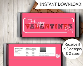 Valentine's Day Candy Bar Wrappers, Printable Valentine's Day Gifts