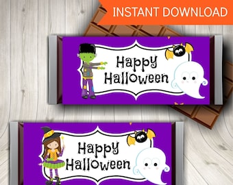Halloween Candy Bar Wrappers, Halloween Party Favors + FREE Halloween Invitation, Printable Instant Download