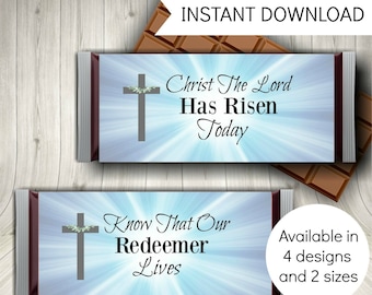 Religious Easter Candy Bar Wrappers, Printable Easter Gift, Instant Download