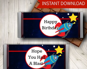 Outer Space Party Candy Bar Wrappers, Printable Party Favors