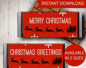 Christmas Candy Bar Wrappers, Printable Party Favors or Stocking Fillers