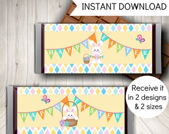 Easter Bunny Candy Bar Wrappers: Printable Party Favors (PDF)