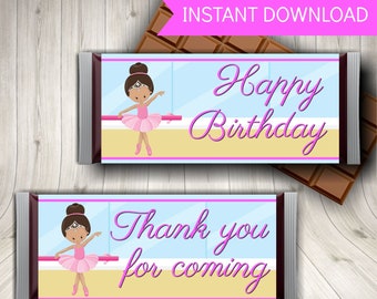 Ballerina Party Candy Bar Wrappers, Ballet Party Favors + FREE Ballerina Invitation