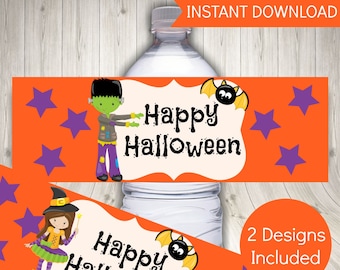 Halloween Water Bottle Labels + FREE Halloween Invitation, Printable Instant Download