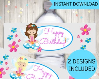 Fairy Birthday Party Water Bottle Labels: Printable Invitation (PDF)