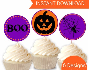 Halloween Cupcake Toppers oder Favor Geschenkanhänger, Printable Sofortiger Download