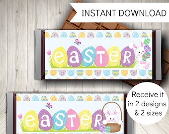 Easter Bunny Candy Bar Wrappers: Party Favors (Instant Download)