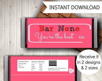 Printable Valentine's Candy Bar Wrappers, Valentine's Day Gifts