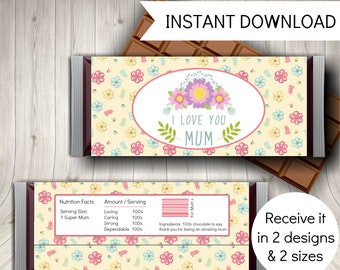 Mum Candy Bar Wrappers, Easy Gift For Mums, Printable Instant Download