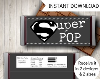 Grandpa Gift, Candy Bar Wrappers, Gift For Pop, Printable Instant Download