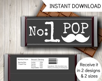 Pop Candy Bar Wrappers, Printable Father's Day Gift, Easy Grandpa Gift, Instant Download