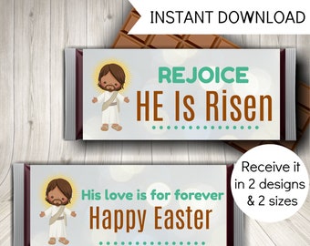 Kids Religious Easter Candy Bar Wrappers, Printable Easter Favors, Instant Download