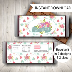 Druckbare Candy Bar Verpackungen für Mama, Muttertagsgeschenk, einfach Geschenk für Mama, sofort Download