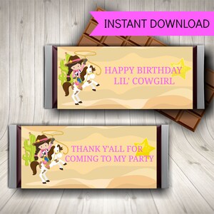 Cowgirl Party Candy Bar Wrappers