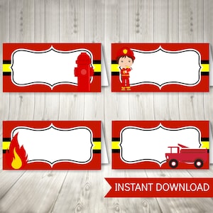 Fireman Party Food Labels, Printable Instant Download image 1