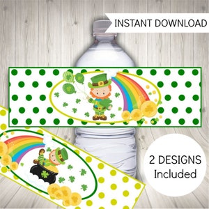 St Patricks Day Water Bottle Labels, Leprechaun Labels, Printable Instant Download