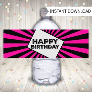 Rock Star Birthday Party Water Bottle Labels image 1