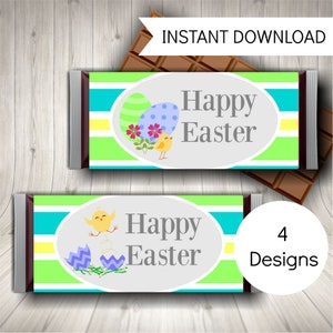 Easter Candy Bar Wrappers: Party Favor Labels (Instant Download)