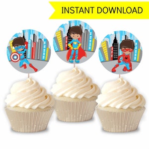 Superhero Party Cupcake Toppers + FREE Superhero Invitation
