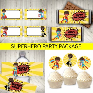 Superhero Party Package, Superhero Birthday Decoration, Printable Instant Download FREE Superhero Invitation image 1