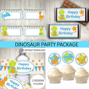 Dinosaur Party Printable Set, Birthday Decorations, Dinosaur, Boys, Instant Download, Printable PDF Files image 1