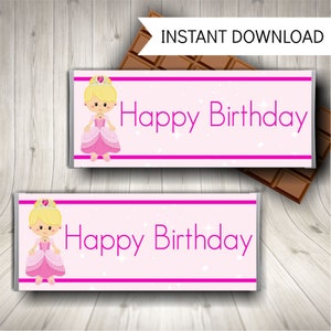 Princess Candy Bar Wrappers / Princess Party / Chocolate Wrapper / Princess Labels / Candy Favor / Princess Theme Party / PDF Download