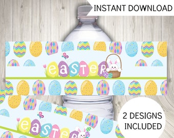 Easter Bunny Water Bottle Labels, Printable Easter Labels, Instant Digital Download