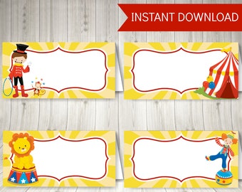 Circus Party Food Labels: Printable Tent Cards + Free Invitation (PDF)