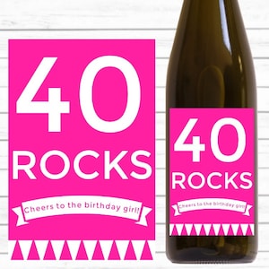40th Birthday Gift Wine Bottle Labels. Instant Download PDF File