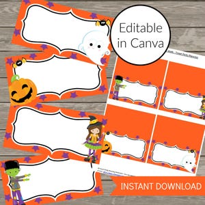 Editable Halloween Food Labels: Printable Party Decoration (Instant Download, Canva Template + FREE Invitation)