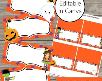 Editable Halloween Food Labels: Printable Party Decoration (Instant Download, Canva Template + FREE Invitation)